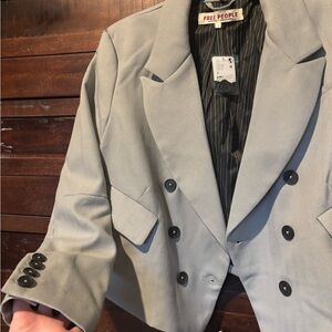 Free People Betty Blazer - Slate Gray Sz Medium Runs a little Lg NWT